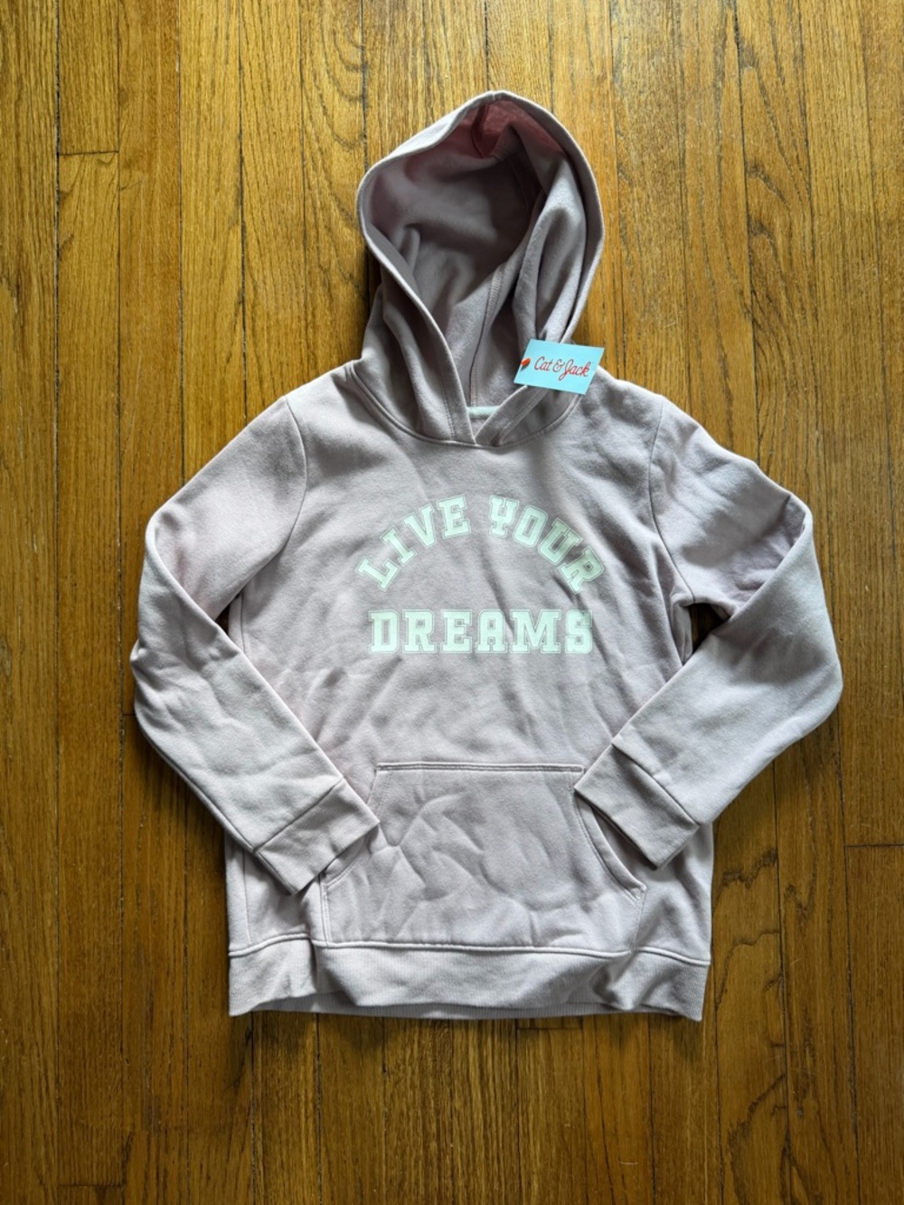 Cat & Jack Light Mauve/Pink Hoodie with 'Live Your Dreams' Lettering